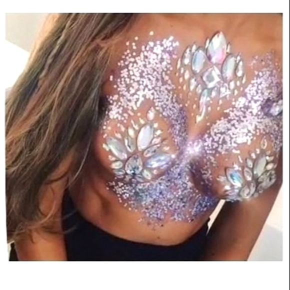 Adhesive Breast Gems Rhinestone Tattoos Sticker - Picture 2 of 3